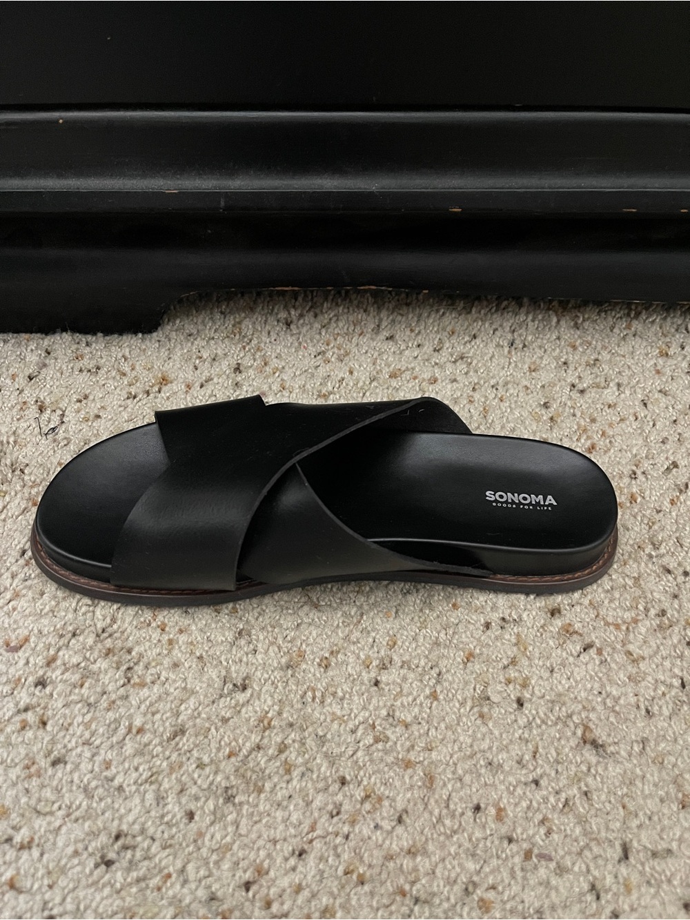 Sonoma Black Crossover Slide Sandal with Brown Accent